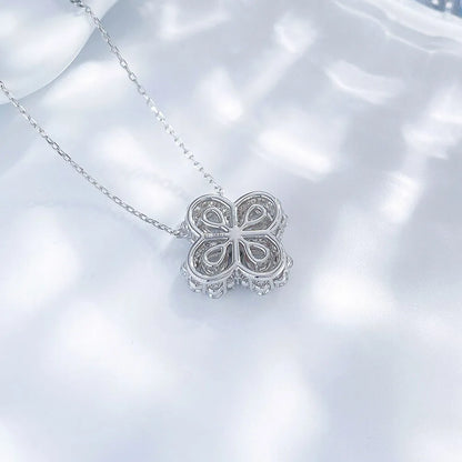 1.19 ctw Four-Leaf Clover Mixed-Cut Lab-Grown Diamond Necklace in 18K White Gold – APYN0127-W