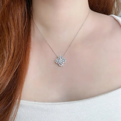 1.19 ctw Four-Leaf Clover Mixed-Cut Lab-Grown Diamond Necklace in 18K White Gold – APYN0127-W