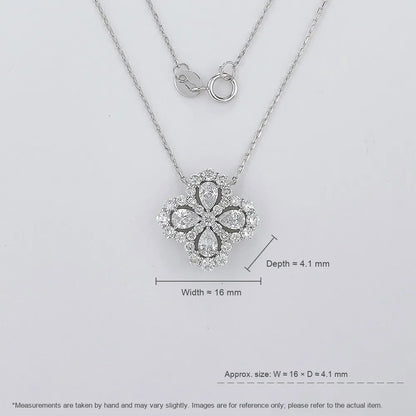 1.19 ctw Four-Leaf Clover Mixed-Cut Lab-Grown Diamond Necklace in 18K White Gold – APYN0127-W