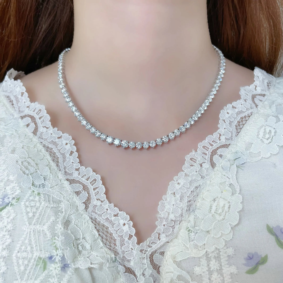 21.94 ctw Celestial Pear-Cut Lab-Grown Diamond Necklace in 18K White Gold – APYN0128-W