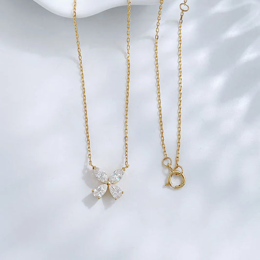 0.55 ctw Butterfly Adjustable Mixed-Cut Lab-Grown Diamond Necklace in 18K Yellow Gold