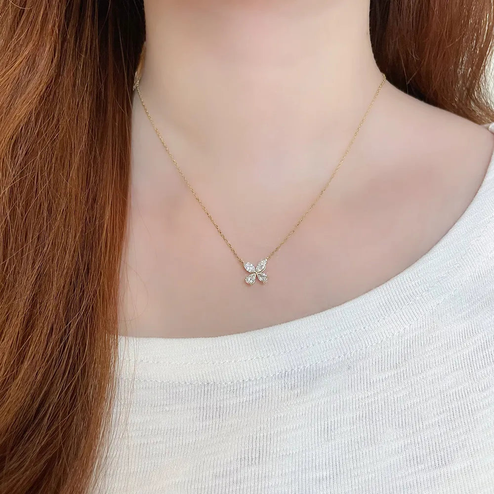 0.55 ctw Butterfly Adjustable Mixed-Cut Lab-Grown Diamond Necklace in 18K Yellow Gold