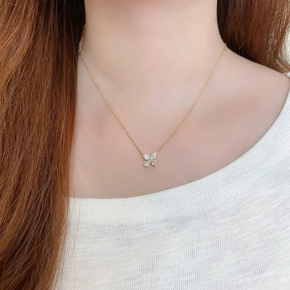 0.55 ctw Butterfly Adjustable Mixed-Cut Lab-Grown Diamond Necklace in 18K Yellow Gold