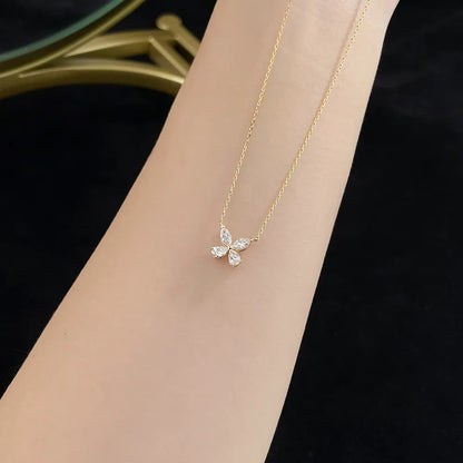 0.55 ctw Butterfly Adjustable Mixed-Cut Lab-Grown Diamond Necklace in 18K Yellow Gold