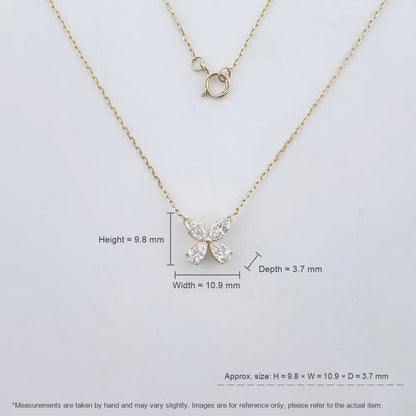 0.55 ctw Butterfly Adjustable Mixed-Cut Lab-Grown Diamond Necklace in 18K Yellow Gold