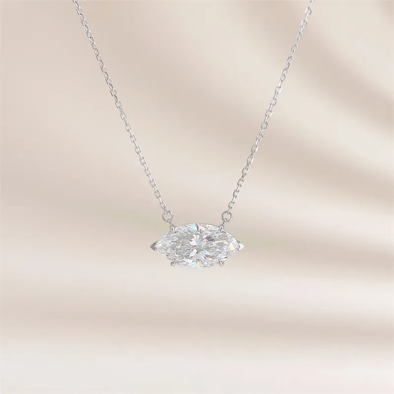 3.03 ct Minimalist Marquise-Cut Lab-Grown Diamond Necklace in 18K White Gold