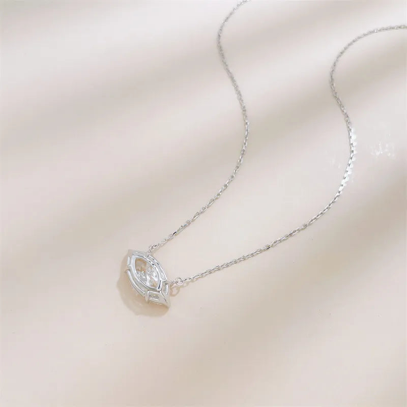 3.03 ct Minimalist Marquise-Cut Lab-Grown Diamond Necklace in 18K White Gold