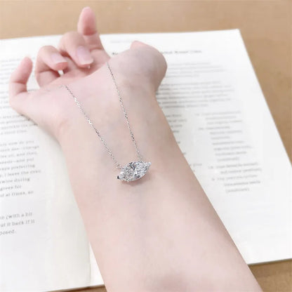 3.03 ct Minimalist Marquise-Cut Lab-Grown Diamond Necklace in 18K White Gold
