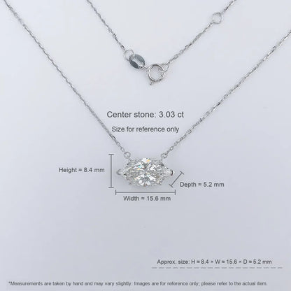 3.03 ct Minimalist Marquise-Cut Lab-Grown Diamond Necklace in 18K White Gold