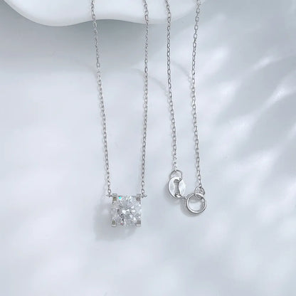 1.13 ct Four-Prong Princess-Cut Lab-Grown Diamond Necklace in 18K White Gold – APYN0132-W