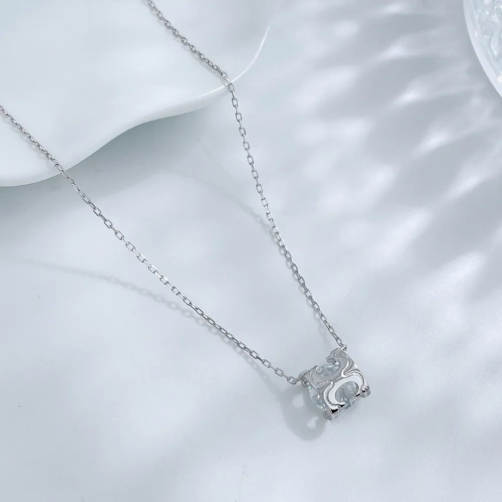 1.13 ct Four-Prong Princess-Cut Lab-Grown Diamond Necklace in 18K White Gold – APYN0132-W