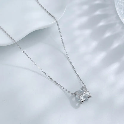 1.13 ct Four-Prong Princess-Cut Lab-Grown Diamond Necklace in 18K White Gold – APYN0132-W