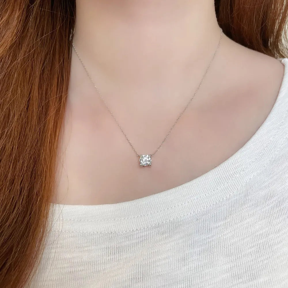 1.13 ct Four-Prong Princess-Cut Lab-Grown Diamond Necklace in 18K White Gold – APYN0132-W