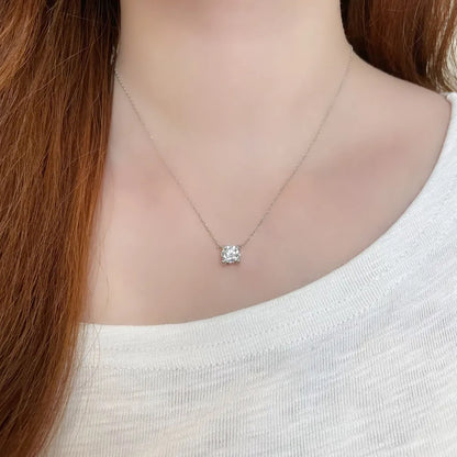 1.13 ct Four-Prong Princess-Cut Lab-Grown Diamond Necklace in 18K White Gold – APYN0132-W
