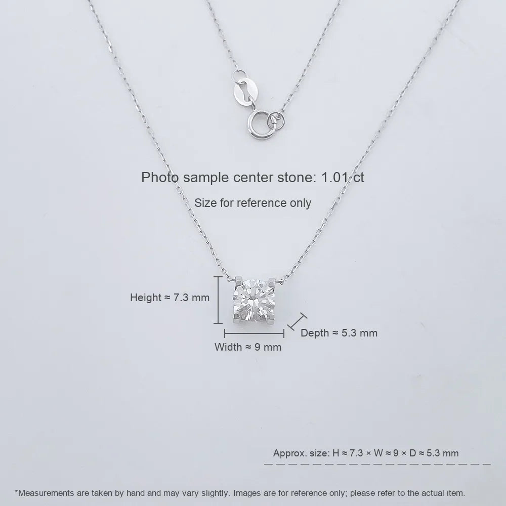 1.13 ct Four-Prong Princess-Cut Lab-Grown Diamond Necklace in 18K White Gold – APYN0132-W