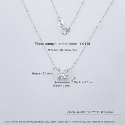 1.13 ct Four-Prong Princess-Cut Lab-Grown Diamond Necklace in 18K White Gold – APYN0132-W