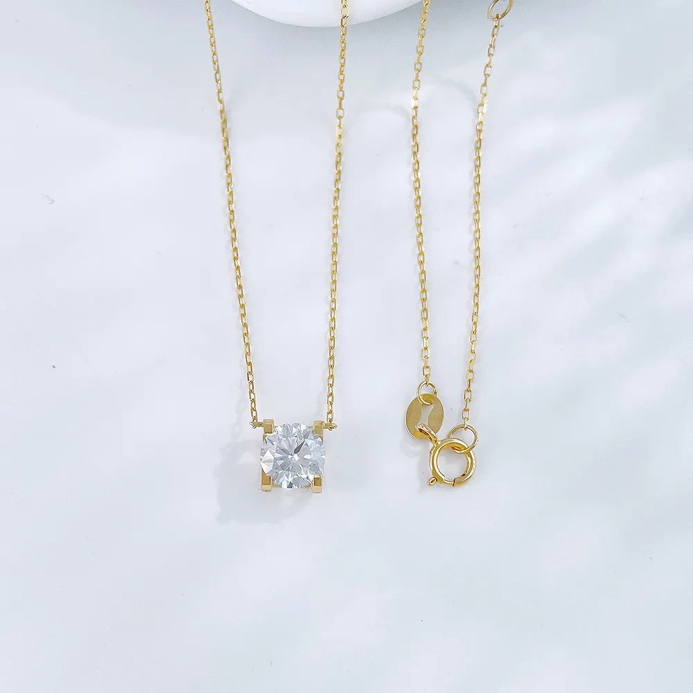 1.04 ct Minimalist Four-Prong Round-Cut Lab-Grown Diamond Necklace in 18K Yellow Gold