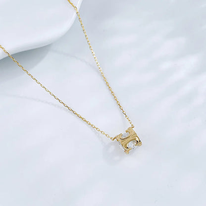 1.04 ct Minimalist Four-Prong Round-Cut Lab-Grown Diamond Necklace in 18K Yellow Gold