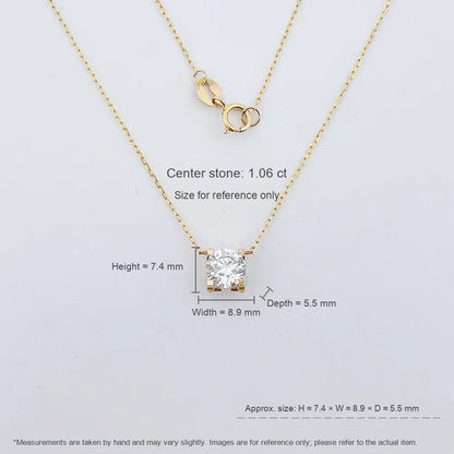 1.04 ct Minimalist Four-Prong Round-Cut Lab-Grown Diamond Necklace in 18K Yellow Gold