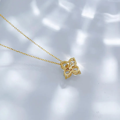 0.81 ctw Four-Leaf Clover Mixed-Cut Lab-Grown Diamond Necklace in 18K Yellow Gold