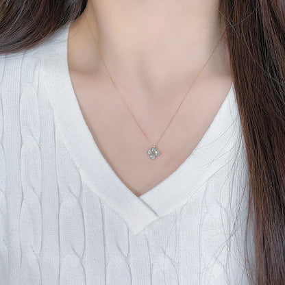 0.81 ctw Four-Leaf Clover Mixed-Cut Lab-Grown Diamond Necklace in 18K Yellow Gold