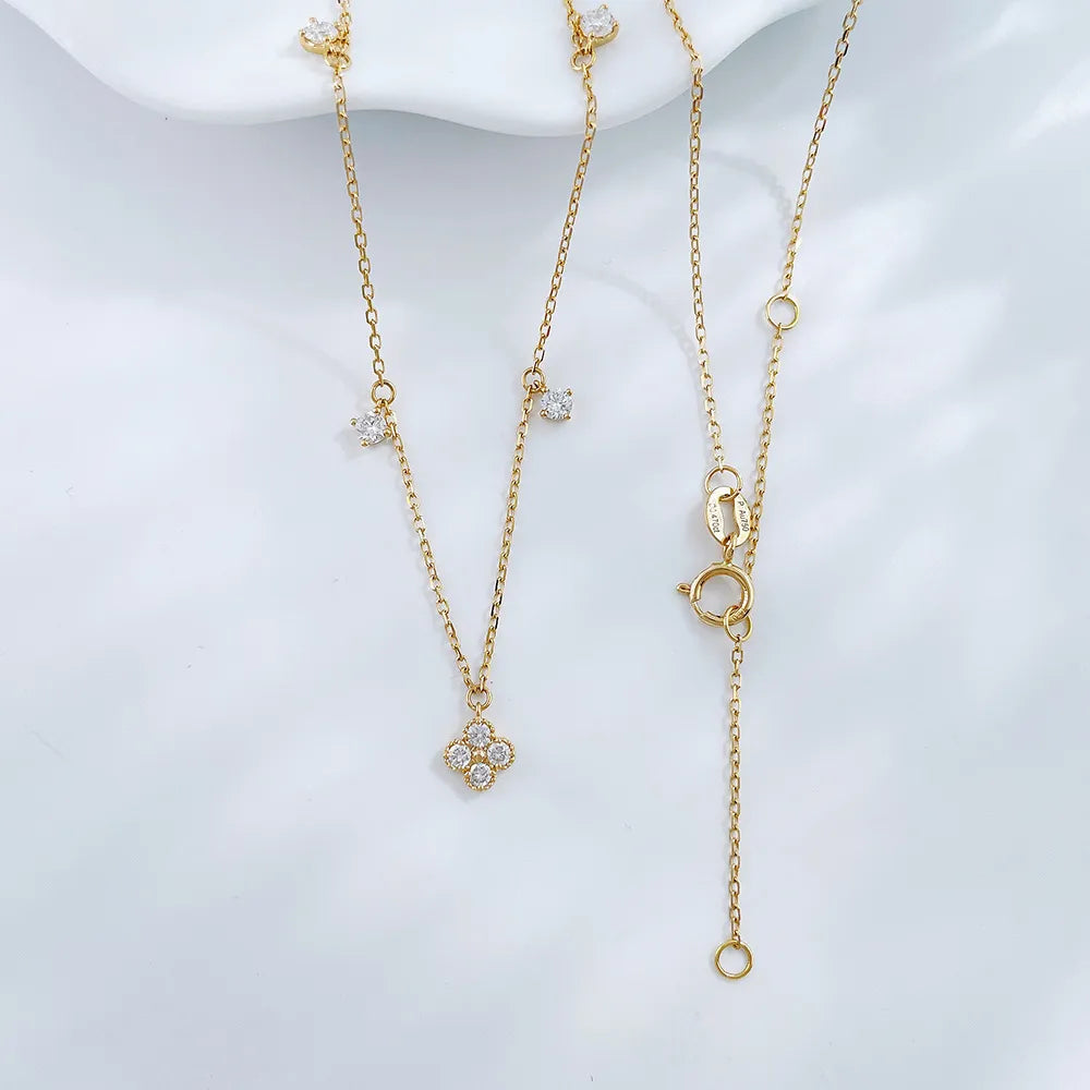 0.48 ctw Botanical Round-Cut Lab-Grown Diamond Necklace in 18K Yellow Gold