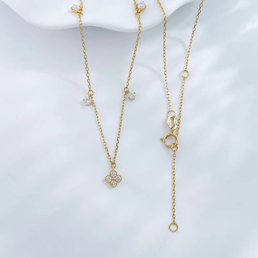 0.48 ctw Botanical Round-Cut Lab-Grown Diamond Necklace in 18K Yellow Gold
