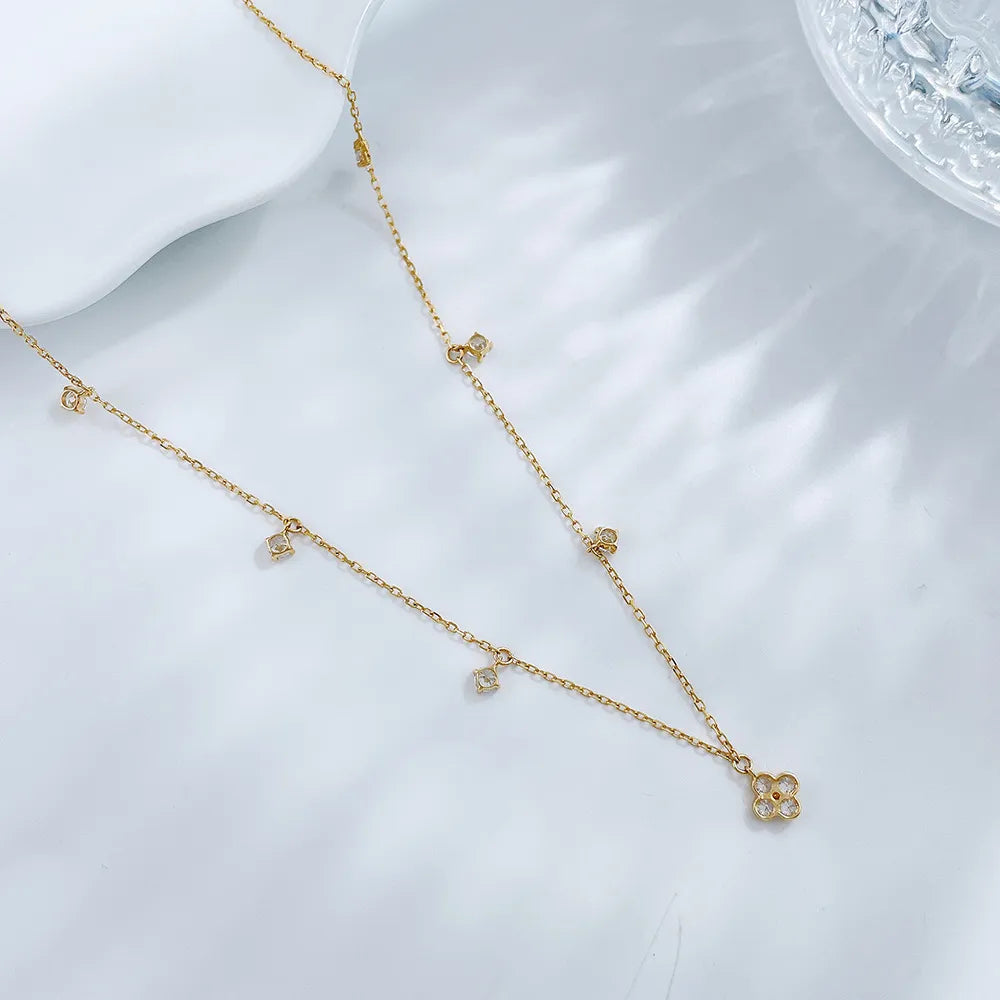 0.48 ctw Botanical Round-Cut Lab-Grown Diamond Necklace in 18K Yellow Gold
