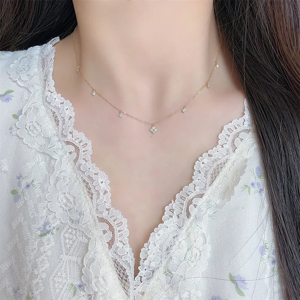 0.48 ctw Botanical Round-Cut Lab-Grown Diamond Necklace in 18K Yellow Gold
