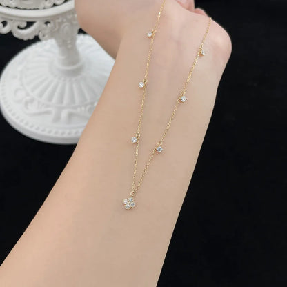 0.48 ctw Botanical Round-Cut Lab-Grown Diamond Necklace in 18K Yellow Gold