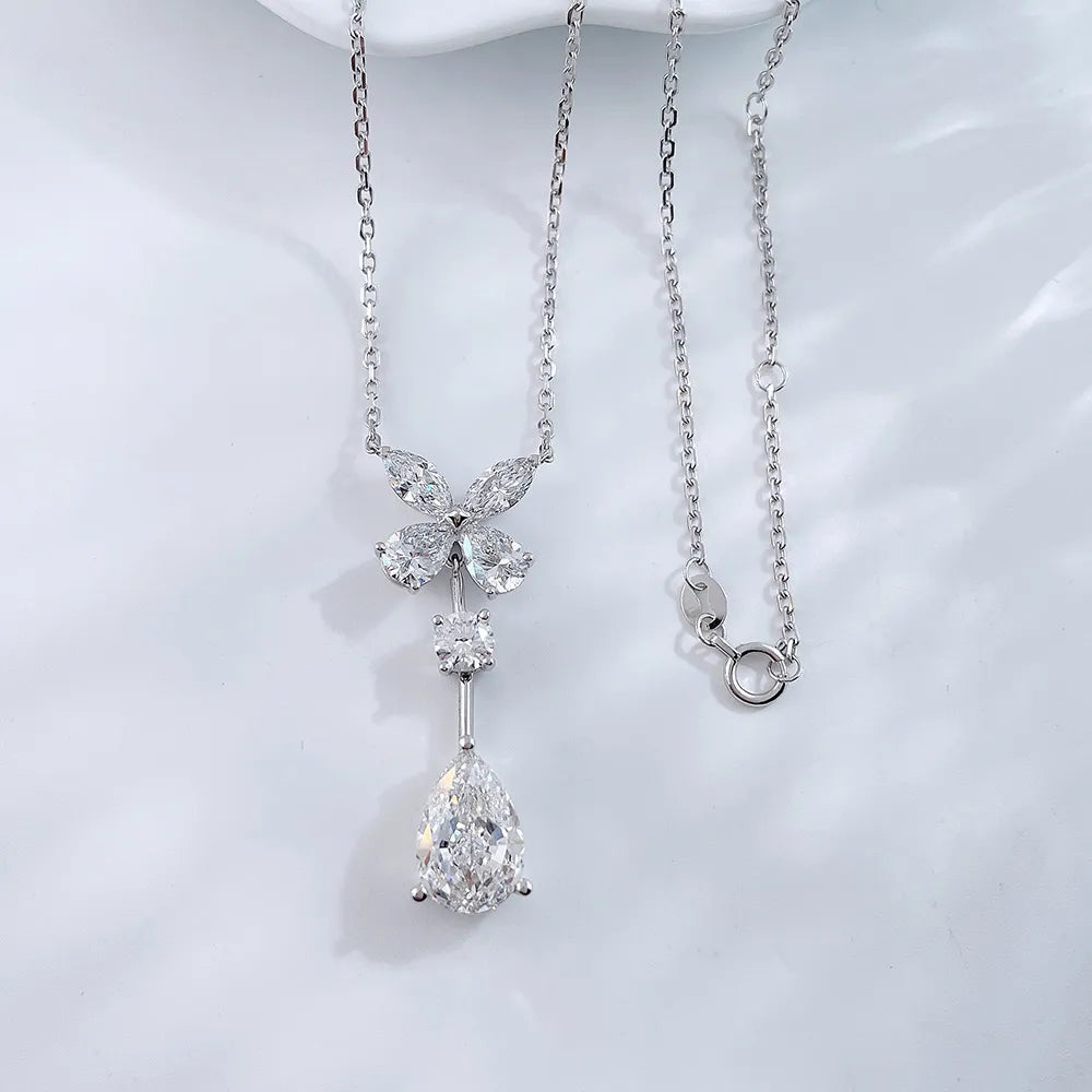 3.08 ct Butterfly Adjustable Pear-Cut Lab-Grown Diamond Necklace in PT950 Platinum