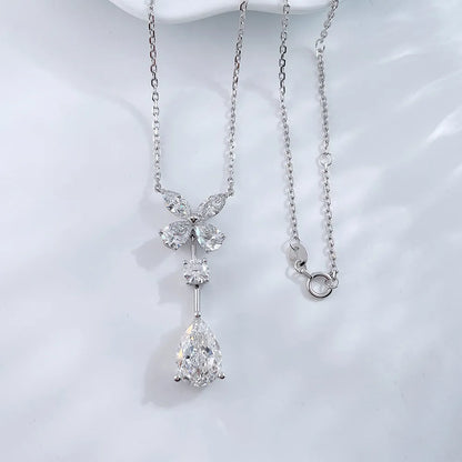 3.08 ct Butterfly Adjustable Pear-Cut Lab-Grown Diamond Necklace in PT950 Platinum