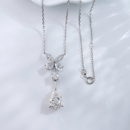 3.08 ct Butterfly Adjustable Pear-Cut Lab-Grown Diamond Necklace in PT950 Platinum