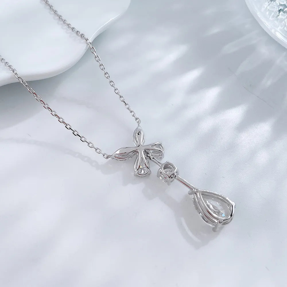 3.08 ct Butterfly Adjustable Pear-Cut Lab-Grown Diamond Necklace in PT950 Platinum