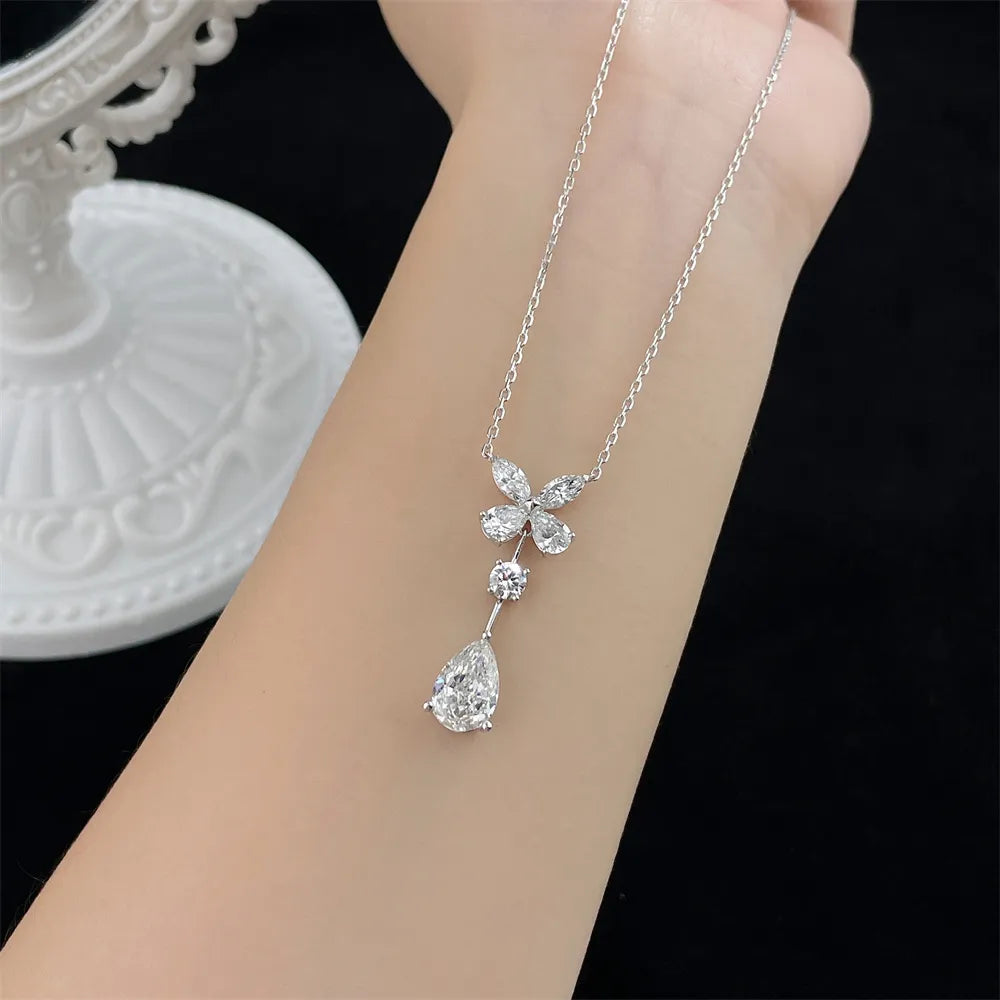 3.08 ct Butterfly Adjustable Pear-Cut Lab-Grown Diamond Necklace in PT950 Platinum
