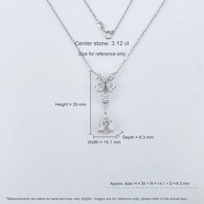 3.08 ct Butterfly Adjustable Pear-Cut Lab-Grown Diamond Necklace in PT950 Platinum