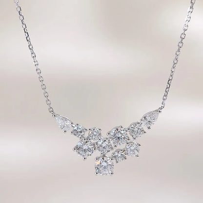 2.61 ctw Floral Adjustable Mixed-Cut Lab-Grown Diamond Necklace in 18K White Gold