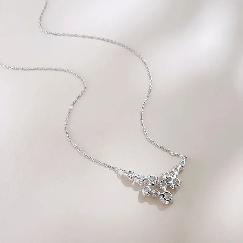 2.61 ctw Floral Adjustable Mixed-Cut Lab-Grown Diamond Necklace in 18K White Gold