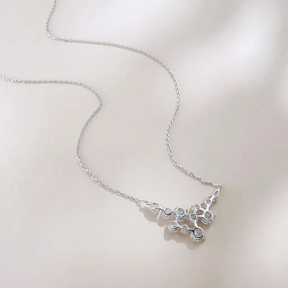 2.61 ctw Floral Adjustable Mixed-Cut Lab-Grown Diamond Necklace in 18K White Gold