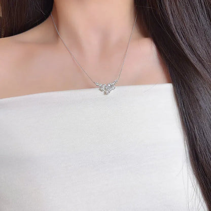 2.61 ctw Floral Adjustable Mixed-Cut Lab-Grown Diamond Necklace in 18K White Gold