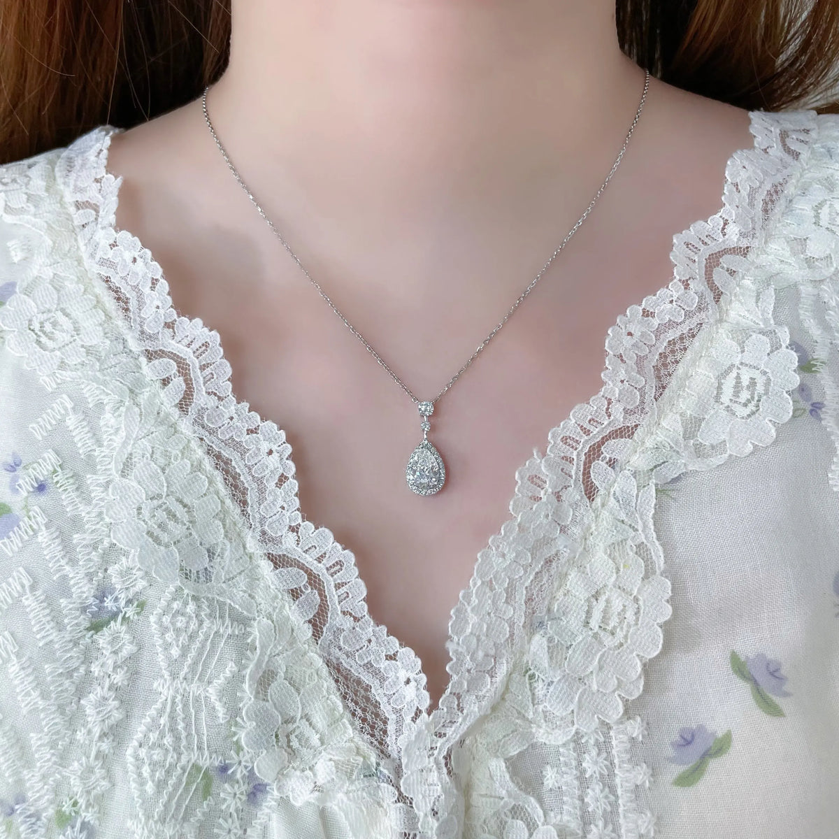 1.52 ct Celestial Adjustable Pear-Cut Lab-Grown Diamond Necklace in PT950 Platinum – APYN0145-PT
