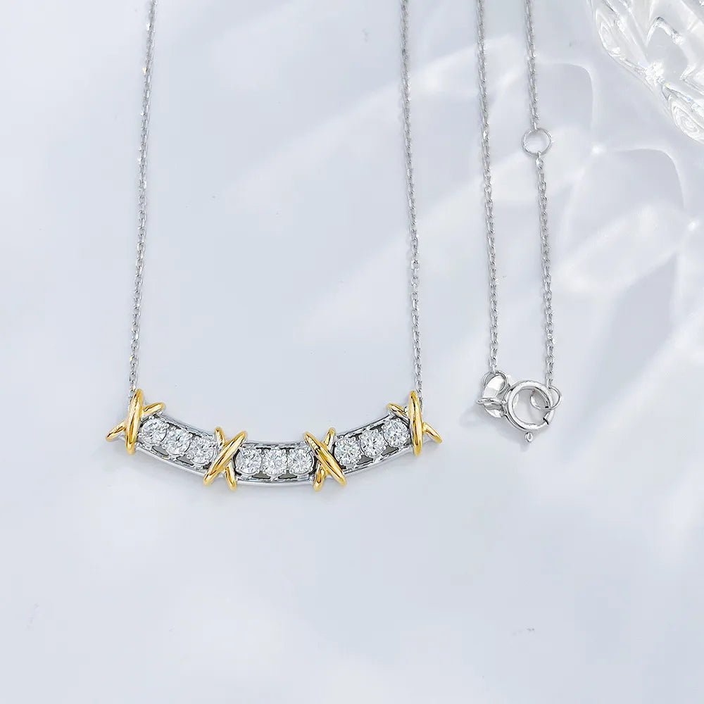 0.39 ctw Adjustable Radiant-Cut Lab-Grown Diamond Necklace in 18K Two-Tone Gold