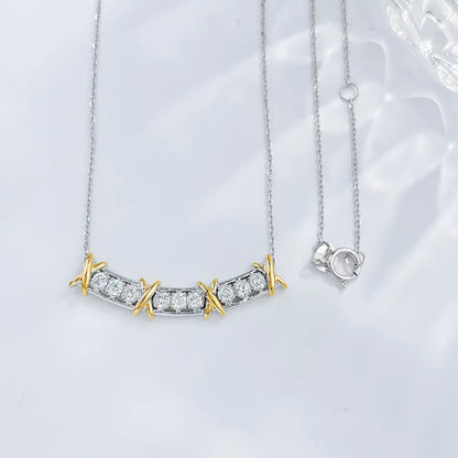 0.39 ctw Adjustable Radiant-Cut Lab-Grown Diamond Necklace in 18K Two-Tone Gold