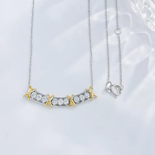 0.39 ctw Adjustable Radiant-Cut Lab-Grown Diamond Necklace in 18K Two-Tone Gold