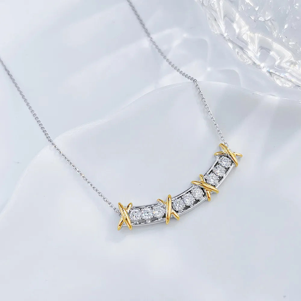 0.39 ctw Adjustable Radiant-Cut Lab-Grown Diamond Necklace in 18K Two-Tone Gold