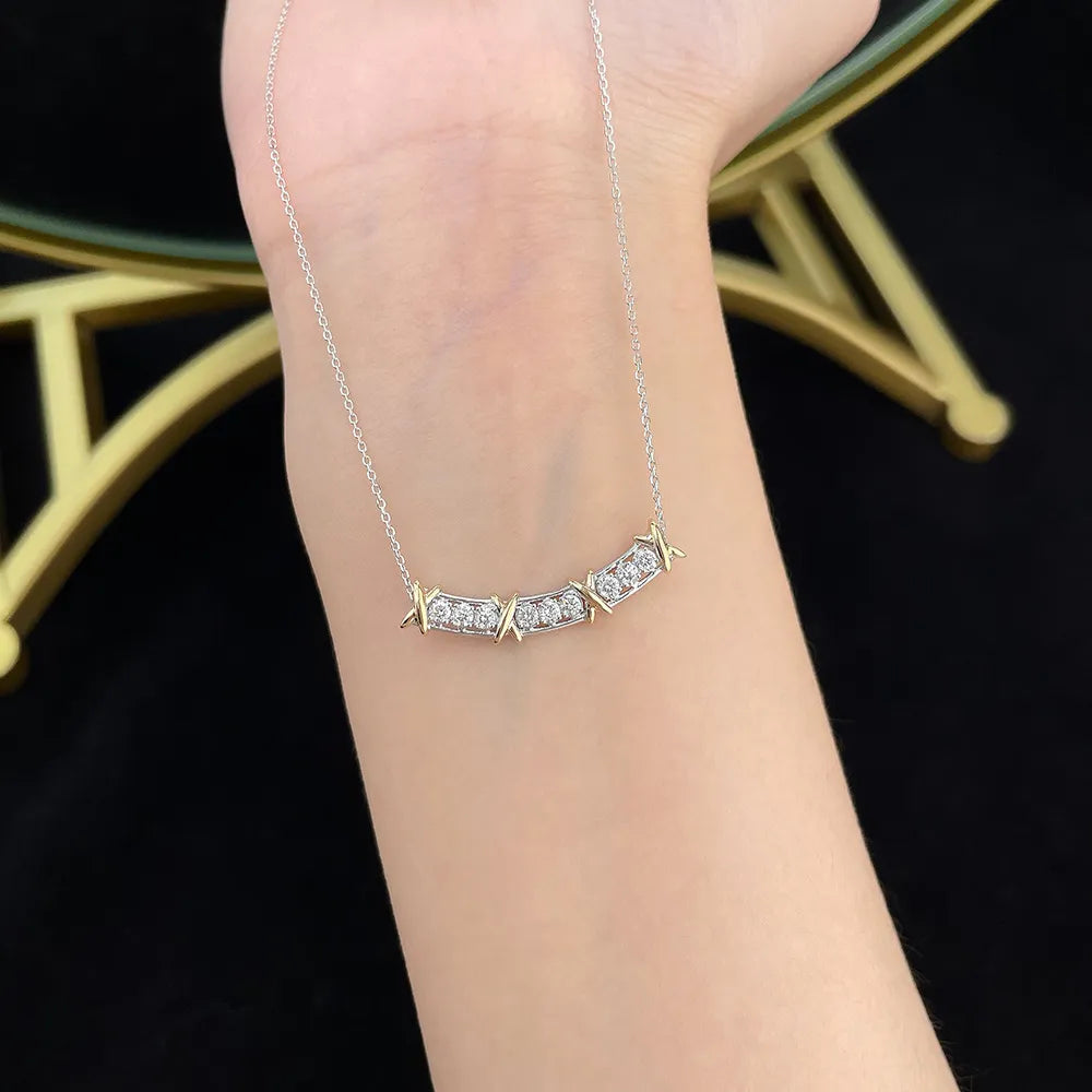 0.39 ctw Adjustable Radiant-Cut Lab-Grown Diamond Necklace in 18K Two-Tone Gold