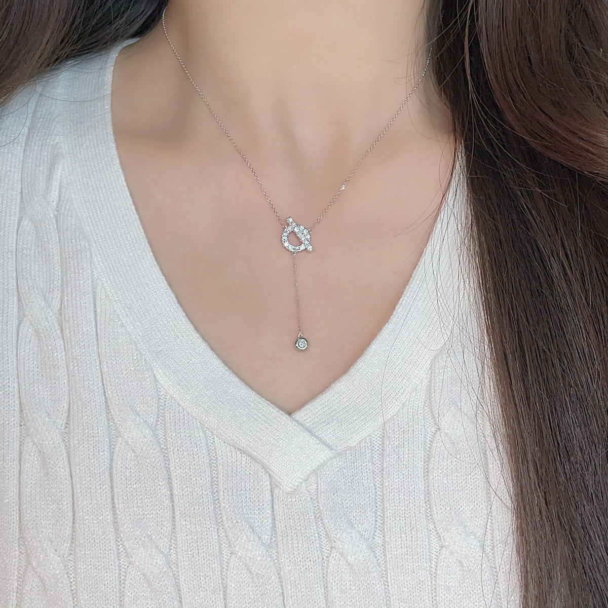0.11 ct Celestial Round-Cut Lab-Grown Diamond Necklace in 18K White Gold – APYN0148-W