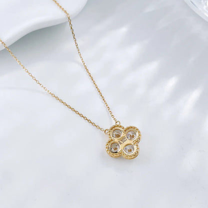 1.27 ctw Four-Leaf Clover Adjustable Round-Cut Lab-Grown Diamond Necklace in 18K Yellow Gold