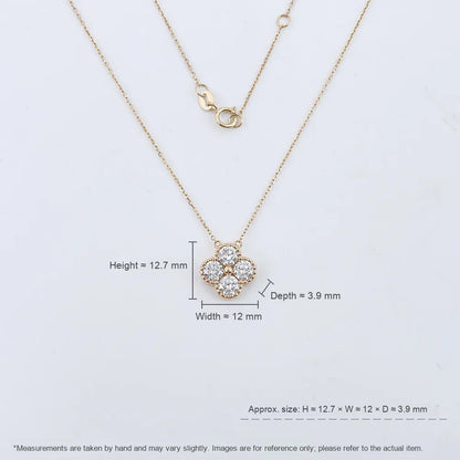 1.27 ctw Four-Leaf Clover Adjustable Round-Cut Lab-Grown Diamond Necklace in 18K Yellow Gold