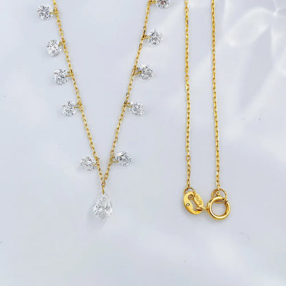 0.32 ct Adjustable Pear-Cut Lab-Grown Diamond Necklace in 18K Yellow Gold